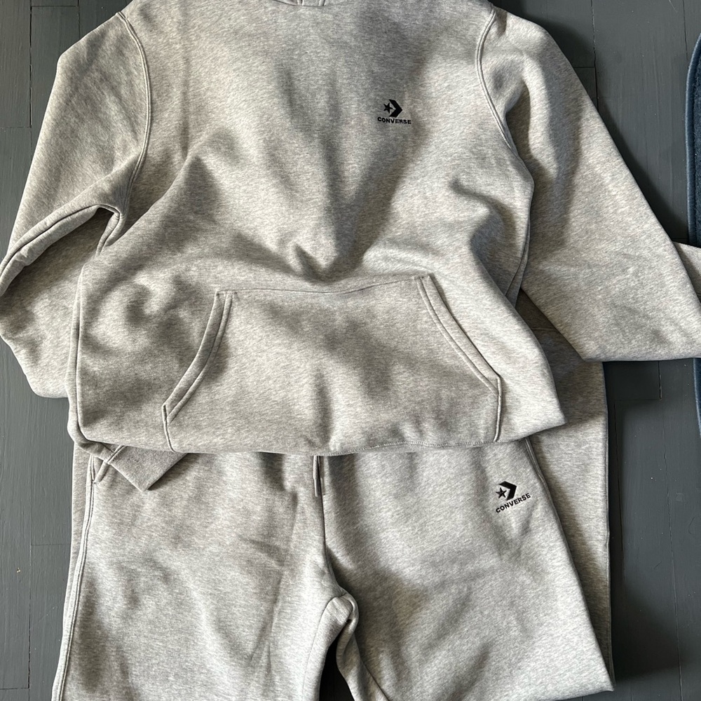 Converse Unisex Size Medium Gray Sweatpants and Hoodie Set